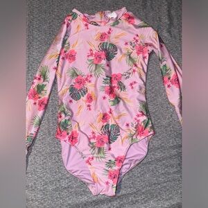 Floral Long Sleeve Kids Swimsuit